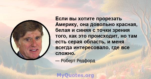 Если вы хотите прорезать Америку, она довольно красная, белая и синяя с точки зрения того, как это происходит, но там есть серая область, и меня всегда интересовало, где все сложно.