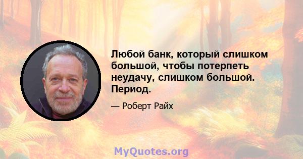 Любой банк, который слишком большой, чтобы потерпеть неудачу, слишком большой. Период.