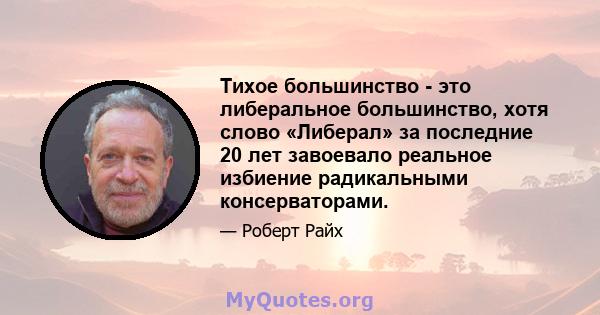 Тихое большинство - это либеральное большинство, хотя слово «Либерал» за последние 20 лет завоевало реальное избиение радикальными консерваторами.