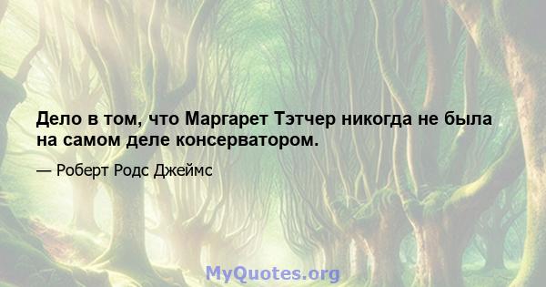 Дело в том, что Маргарет Тэтчер никогда не была на самом деле консерватором.