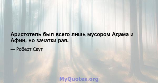 Аристотель был всего лишь мусором Адама и Афин, но зачатки рая.