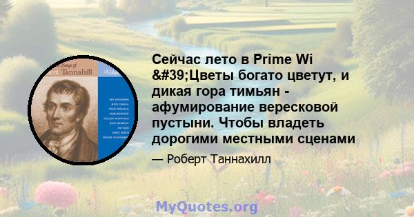 Сейчас лето в Prime Wi 'Цветы богато цветут, и дикая гора тимьян - афумирование вересковой пустыни. Чтобы владеть дорогими местными сценами