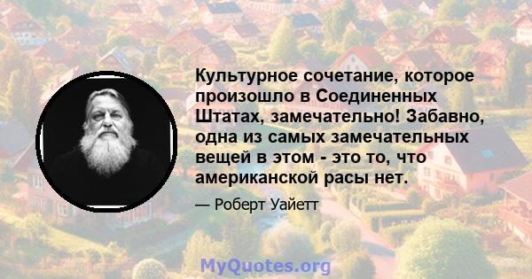 Культурное сочетание, которое произошло в Соединенных Штатах, замечательно! Забавно, одна из самых замечательных вещей в этом - это то, что американской расы нет.