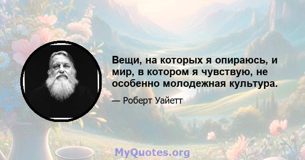 Вещи, на которых я опираюсь, и мир, в котором я чувствую, не особенно молодежная культура.