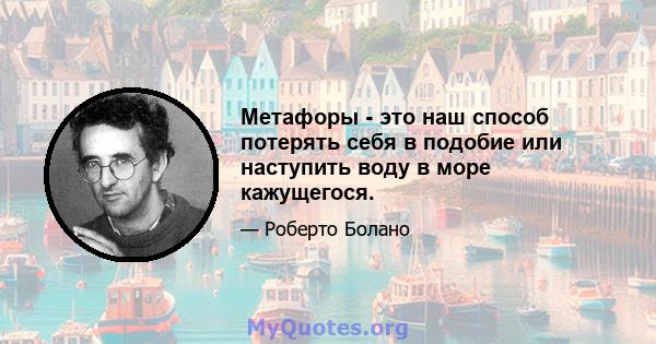 Метафоры - это наш способ потерять себя в подобие или наступить воду в море кажущегося.