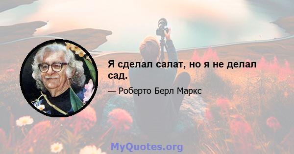 Я сделал салат, но я не делал сад.