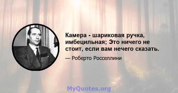 Камера - шариковая ручка, имбецильная; Это ничего не стоит, если вам нечего сказать.