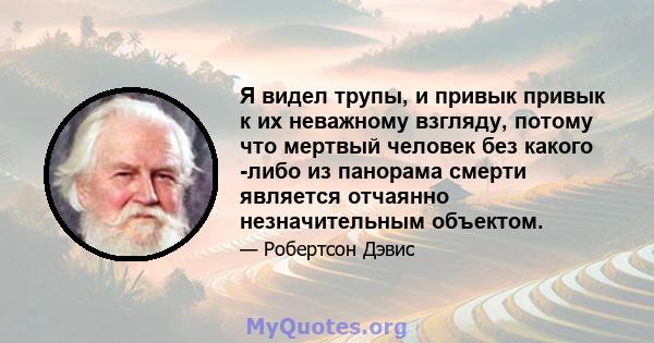 Я видел трупы, и привык привык к их неважному взгляду, потому что мертвый человек без какого -либо из панорама смерти является отчаянно незначительным объектом.