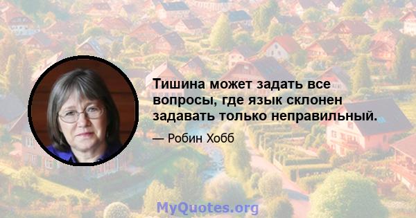 Тишина может задать все вопросы, где язык склонен задавать только неправильный.