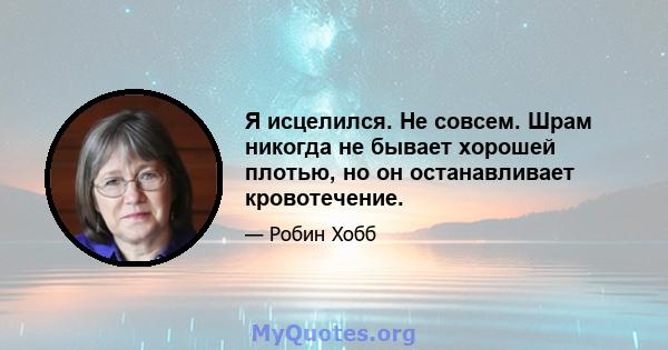 Я исцелился. Не совсем. Шрам никогда не бывает хорошей плотью, но он останавливает кровотечение.