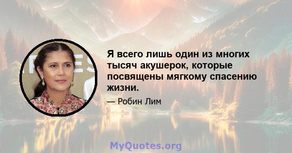 Я всего лишь один из многих тысяч акушерок, которые посвящены мягкому спасению жизни.