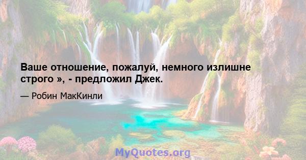 Ваше отношение, пожалуй, немного излишне строго », - предложил Джек.