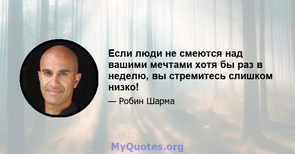 Если люди не смеются над вашими мечтами хотя бы раз в неделю, вы стремитесь слишком низко!