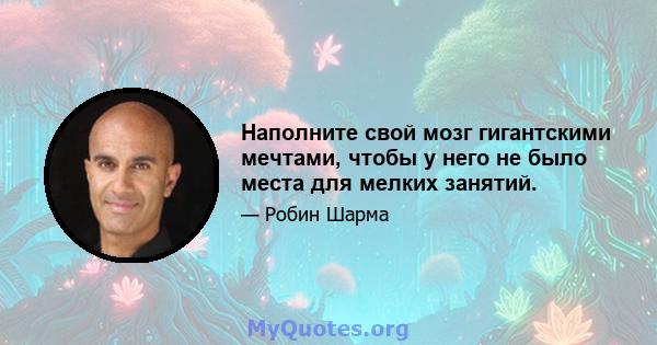 Наполните свой мозг гигантскими мечтами, чтобы у него не было места для мелких занятий.