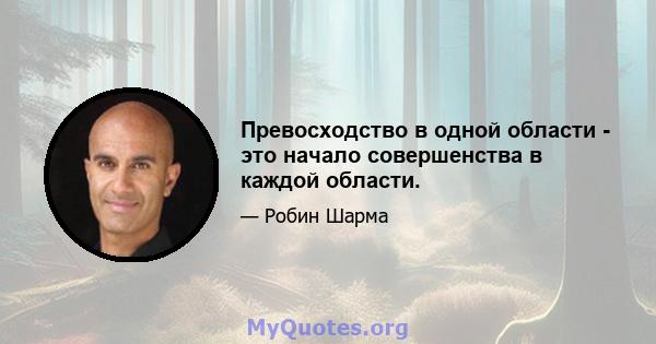 Превосходство в одной области - это начало совершенства в каждой области.