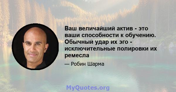 Ваш величайший актив - это ваши способности к обучению. Обычный удар их эго - исключительные полировки их ремесла