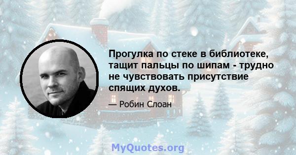 Прогулка по стеке в библиотеке, тащит пальцы по шипам - трудно не чувствовать присутствие спящих духов.