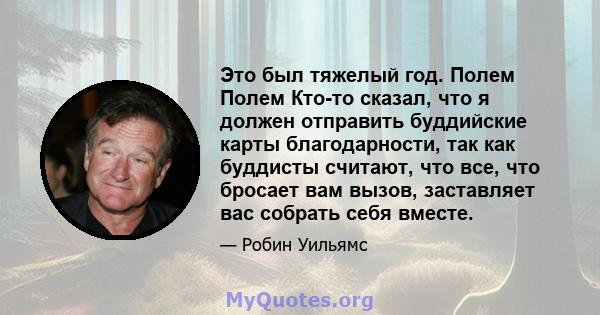 Это был тяжелый год. Полем Полем Кто-то сказал, что я должен отправить буддийские карты благодарности, так как буддисты считают, что все, что бросает вам вызов, заставляет вас собрать себя вместе.