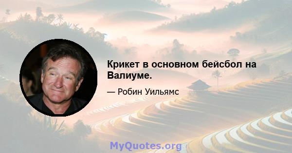 Крикет в основном бейсбол на Валиуме.