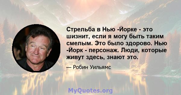 Стрельба в Нью -Йорке - это шизнит, если я могу быть таким смелым. Это было здорово. Нью -Йорк - персонаж. Люди, которые живут здесь, знают это.