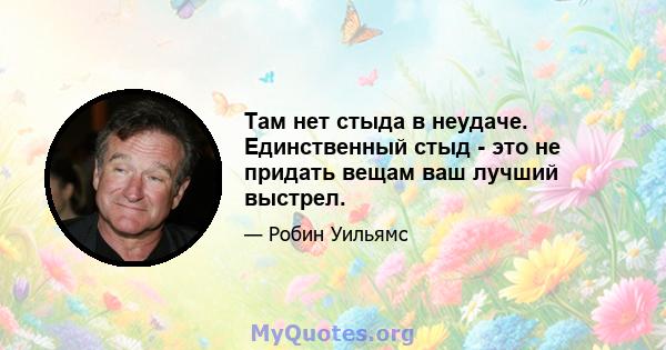 Там нет стыда в неудаче. Единственный стыд - это не придать вещам ваш лучший выстрел.