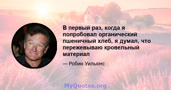 В первый раз, когда я попробовал органический пшеничный хлеб, я думал, что пережевываю кровельный материал