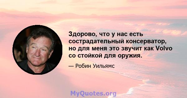 Здорово, что у нас есть сострадательный консерватор, но для меня это звучит как Volvo со стойкой для оружия.