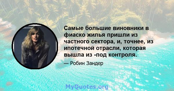 Самые большие виновники в фиаско жилья пришли из частного сектора, и, точнее, из ипотечной отрасли, которая вышла из -под контроля.