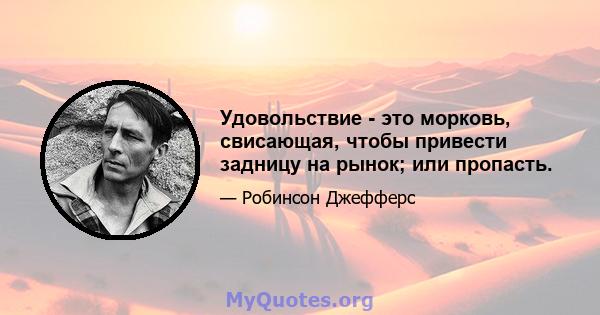 Удовольствие - это морковь, свисающая, чтобы привести задницу на рынок; или пропасть.