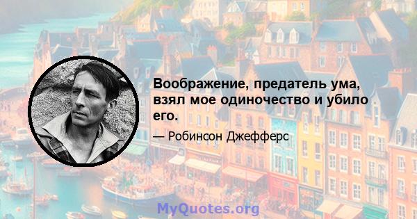 Воображение, предатель ума, взял мое одиночество и убило его.