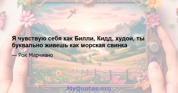 Я чувствую себя как Билли, Кидд, худой, ты буквально живешь как морская свинка