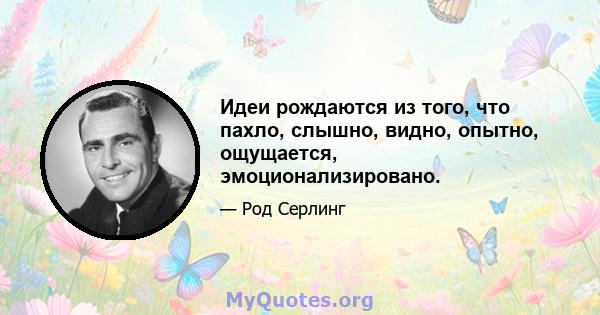 Идеи рождаются из того, что пахло, слышно, видно, опытно, ощущается, эмоционализировано.