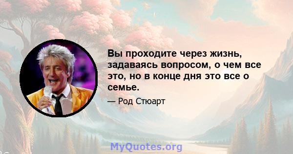 Вы проходите через жизнь, задаваясь вопросом, о чем все это, но в конце дня это все о семье.