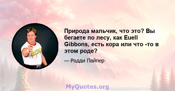 Природа мальчик, что это? Вы бегаете по лесу, как Euell Gibbons, есть кора или что -то в этом роде?