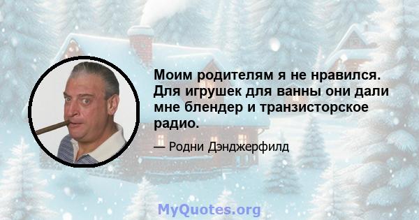 Моим родителям я не нравился. Для игрушек для ванны они дали мне блендер и транзисторское радио.