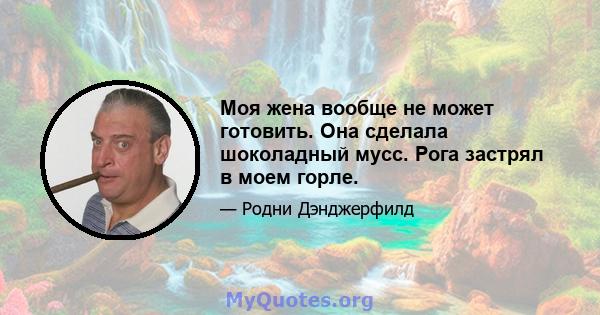 Моя жена вообще не может готовить. Она сделала шоколадный мусс. Рога застрял в моем горле.