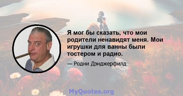 Я мог бы сказать, что мои родители ненавидят меня. Мои игрушки для ванны были тостером и радио.