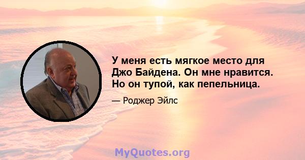 У меня есть мягкое место для Джо Байдена. Он мне нравится. Но он тупой, как пепельница.