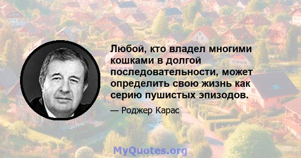 Любой, кто владел многими кошками в долгой последовательности, может определить свою жизнь как серию пушистых эпизодов.