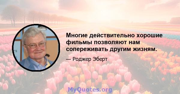 Многие действительно хорошие фильмы позволяют нам сопереживать другим жизням.