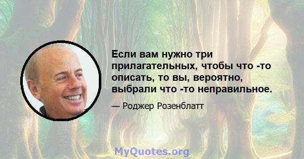 Если вам нужно три прилагательных, чтобы что -то описать, то вы, вероятно, выбрали что -то неправильное.