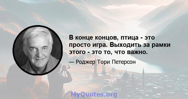 В конце концов, птица - это просто игра. Выходить за рамки этого - это то, что важно.