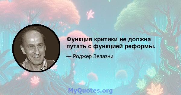 Функция критики не должна путать с функцией реформы.