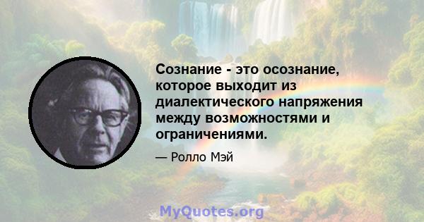 Сознание - это осознание, которое выходит из диалектического напряжения между возможностями и ограничениями.