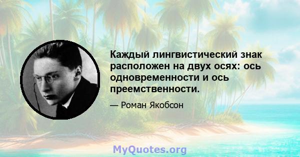 Каждый лингвистический знак расположен на двух осях: ось одновременности и ось преемственности.