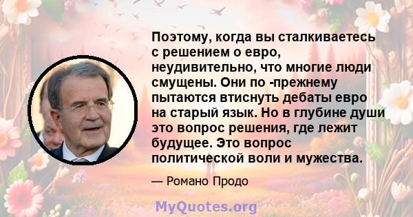 Поэтому, когда вы сталкиваетесь с решением о евро, неудивительно, что многие люди смущены. Они по -прежнему пытаются втиснуть дебаты евро на старый язык. Но в глубине души это вопрос решения, где лежит будущее. Это