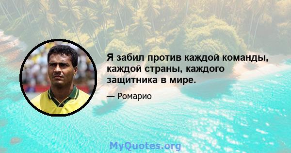 Я забил против каждой команды, каждой страны, каждого защитника в мире.