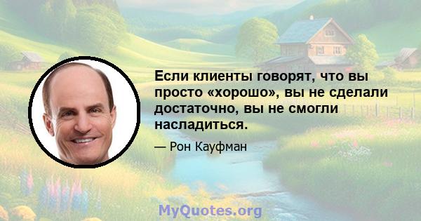 Если клиенты говорят, что вы просто «хорошо», вы не сделали достаточно, вы не смогли насладиться.