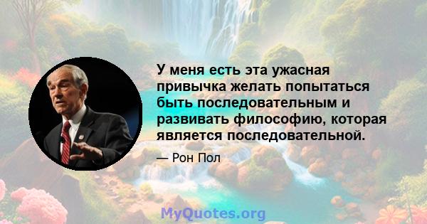 У меня есть эта ужасная привычка желать попытаться быть последовательным и развивать философию, которая является последовательной.