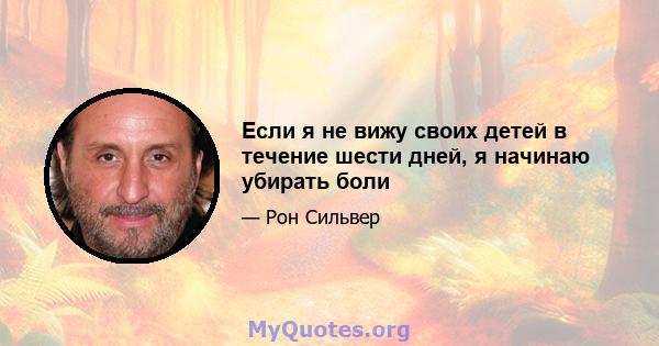 Если я не вижу своих детей в течение шести дней, я начинаю убирать боли